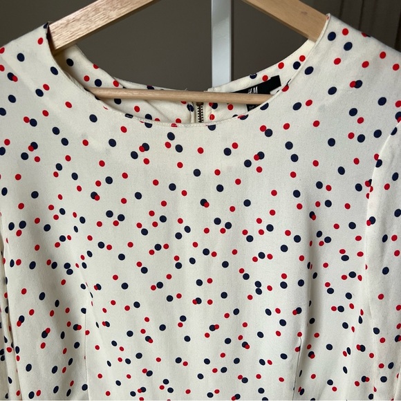 H&M White W/Red, Blue Polka Dot Peplum Blouse Size 10 NWT $24.95 - Picture 4 of 11